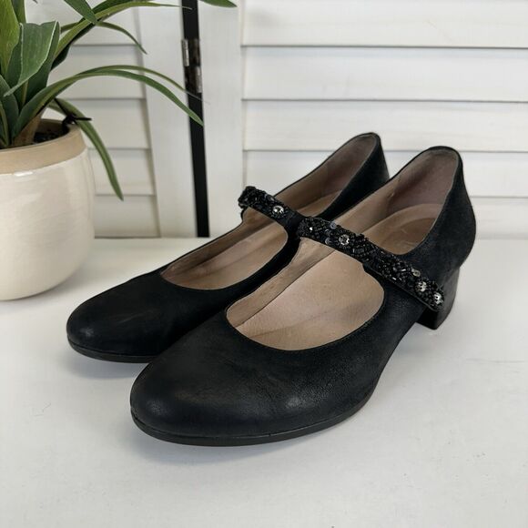 Dansko‎ Pearlina Black Nubuck Mary Jane Block Heel Beaded Shoe EU Size 40 US 9.5 - Picture 1 of 10